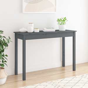 vidaXL Konsolinis staliukas, pilkas, 110x40x75cm, pu&scaron;ies masyvas