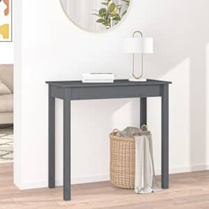 vidaXL Konsolinis staliukas, pilkas, 80x40x75cm, pu&scaron;ies masyvas