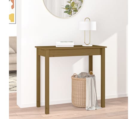 vidaXL Konsolinis staliukas, medaus rudas, 80x40x75cm, pu&scaron;ies masyvas