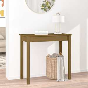 vidaXL Konsolinis staliukas, medaus rudas, 80x40x75cm, pu&scaron;ies masyvas