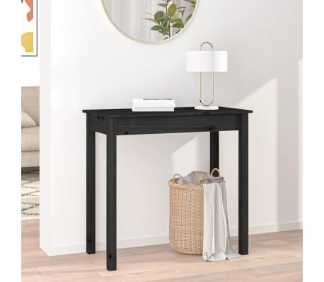 vidaXL konsolbord 80x40x75 cm massivt fyrretr&aelig; sort