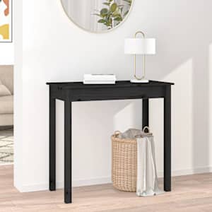 vidaXL konsolbord 80x40x75 cm massivt fyrretr&aelig; sort