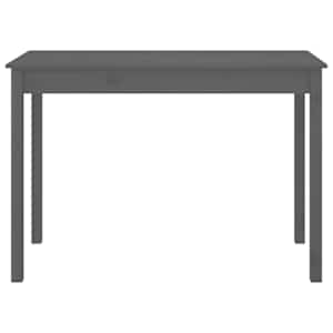 vidaXL Valgomojo stalas, pilkas, 110x55x75cm, pu&scaron;ies medienos masyvas