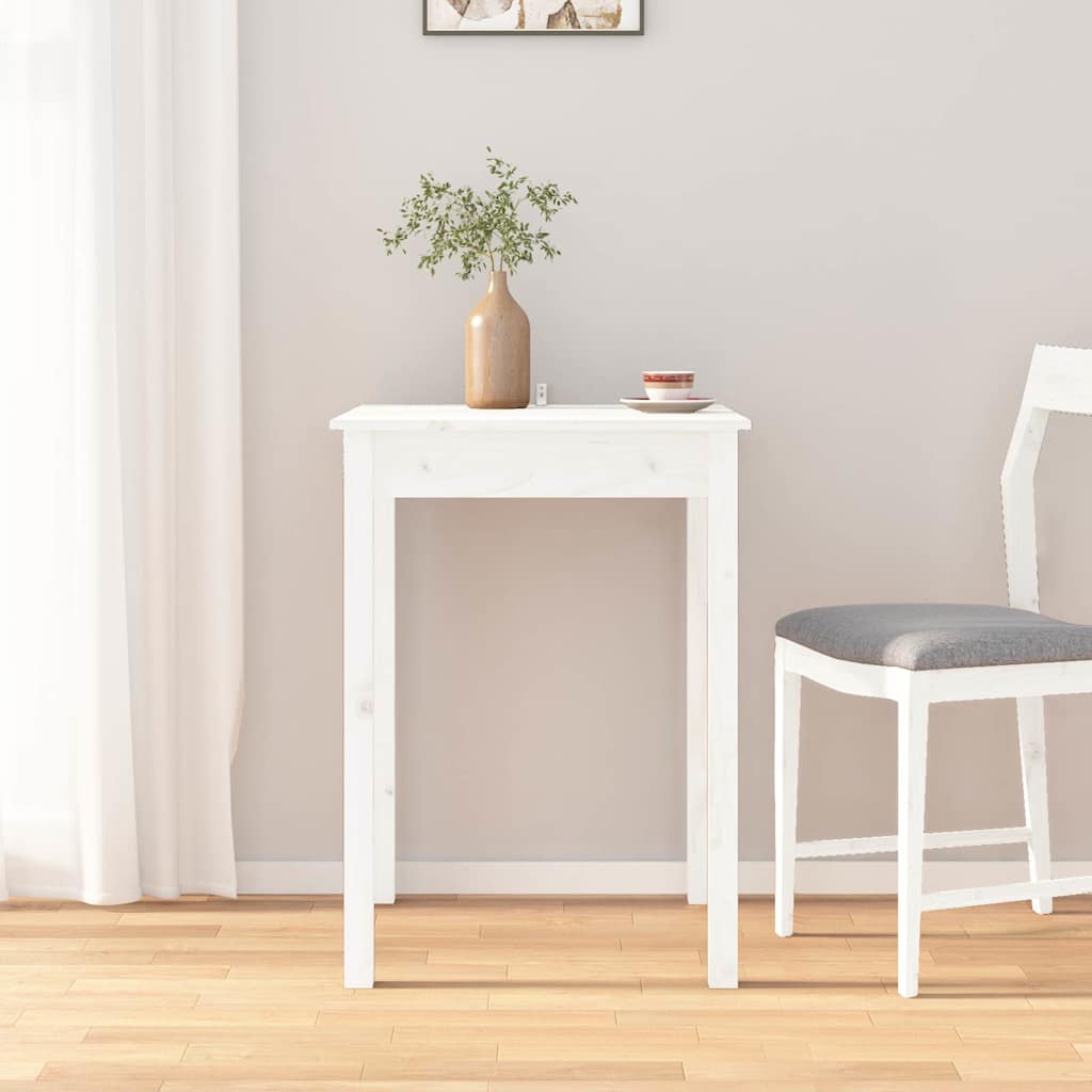 vidaXL St� jadalniany, bia�y, 55x55x75 cm, lite drewno sosnowe