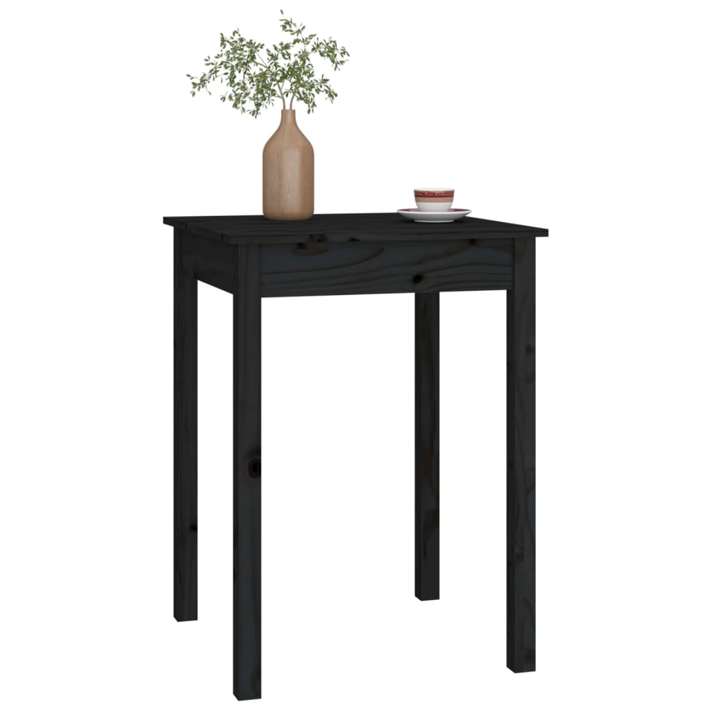 Masă de sufragerie, negru, 55x55x75 cm, lemn masiv de pin