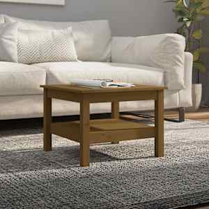 Klubska mizica medeno rjava 55x55x40 cm trdna borovina