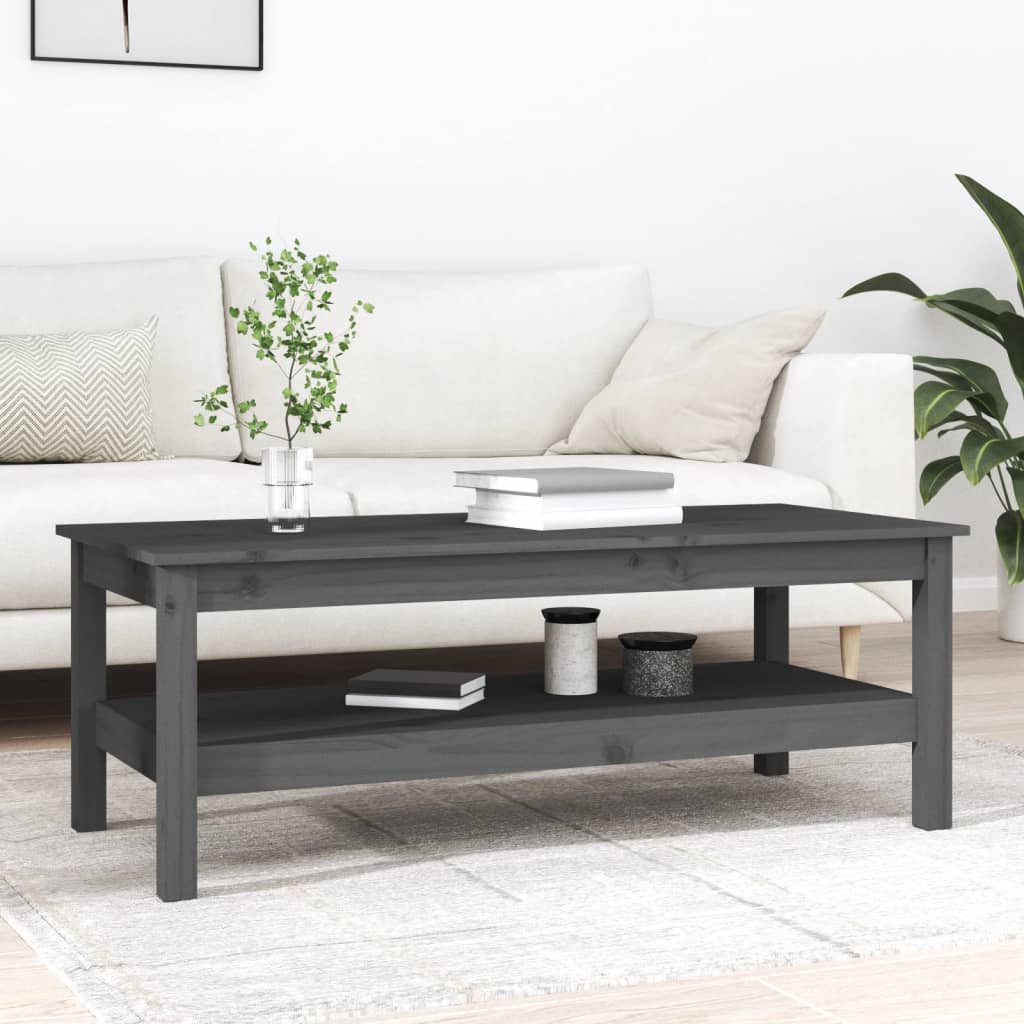 vidaXL Coffee Table Grey 110x50x40 cm Solid Wood Pine