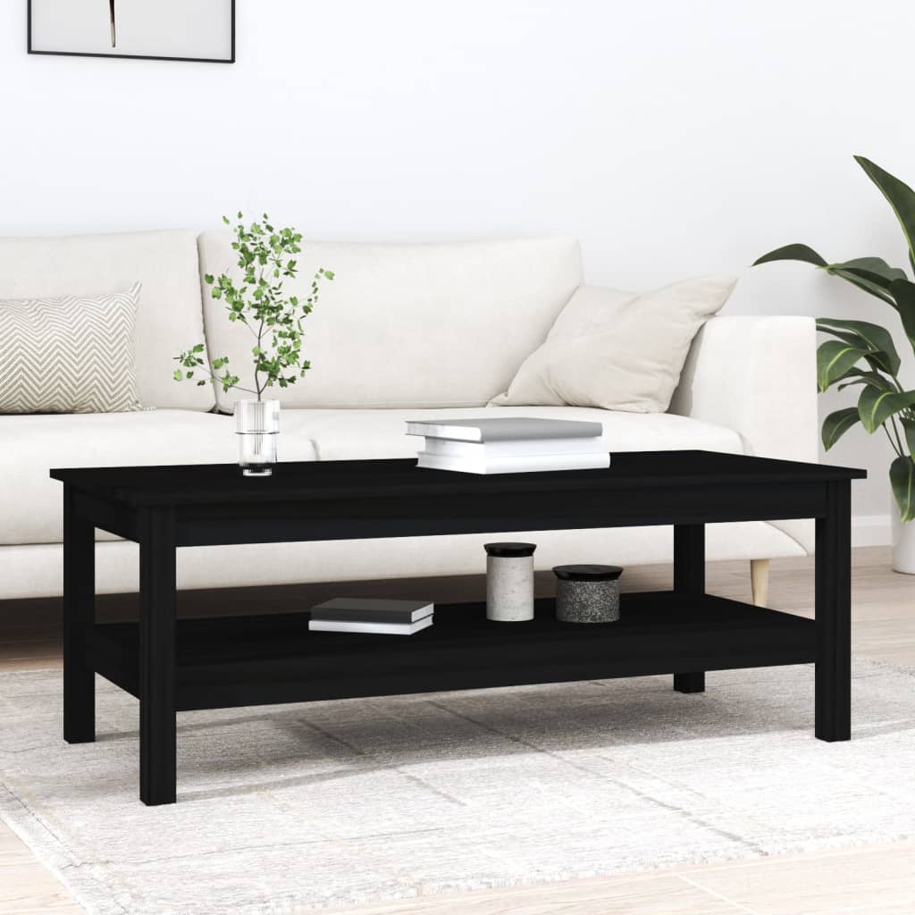 vidaXL Table basse Noir 110x50x40 cm Bois massif de pin