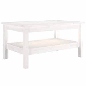 Konferenční stolek bílý 80 x 50 x 40 cm masivní borové dřevo - obrázek 2