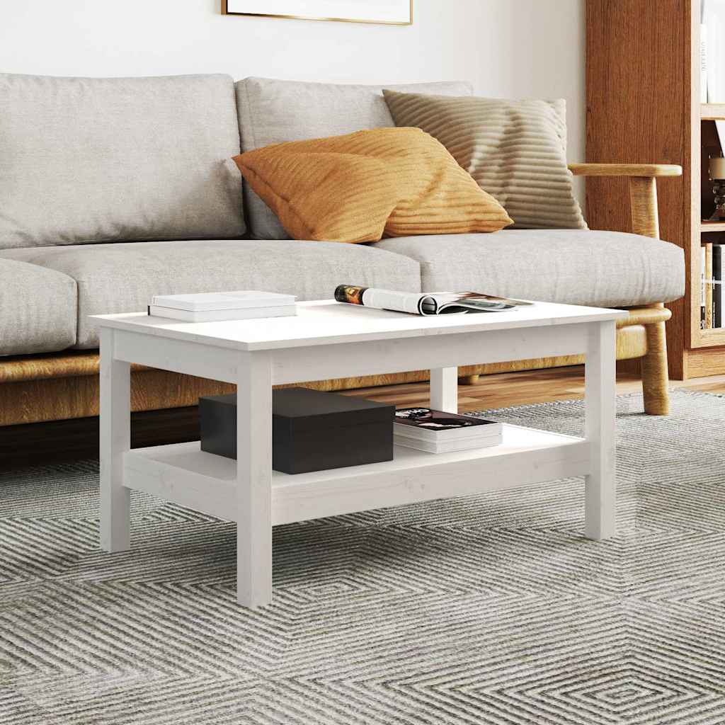 vidaXL Stolik kawowy, bia�y, 80x50x40 cm, lite drewno sosnowe