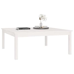 Konferenční stolek bílý 100 x 100 x 40 cm masivní borové dřevo - obrázek 5