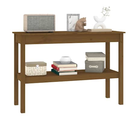 vidaXL Konsolinis staliukas, medaus rudas, 110x40x75cm, pu&scaron;ies masyvas