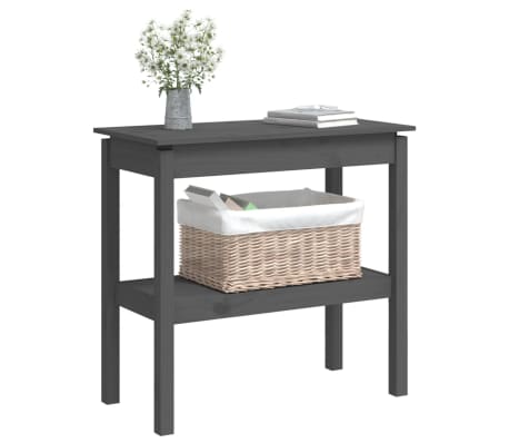 vidaXL Konsolinis staliukas, pilkas, 80x40x75cm, pu&scaron;ies masyvas