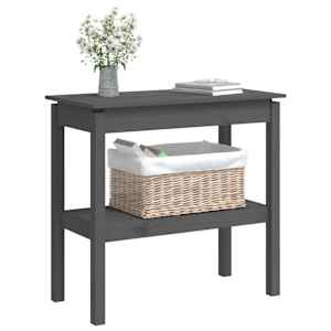 vidaXL Konsolinis staliukas, pilkas, 80x40x75cm, pu&scaron;ies masyvas