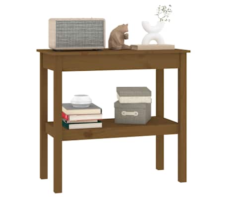 vidaXL Konsolinis staliukas, medaus rudas, 80x40x75cm, pu&scaron;ies masyvas