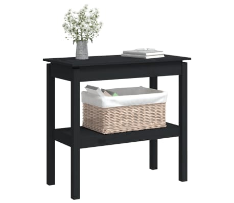 vidaXL Konsolinis staliukas, juodas, 80x40x75cm, pu&scaron;ies masyvas