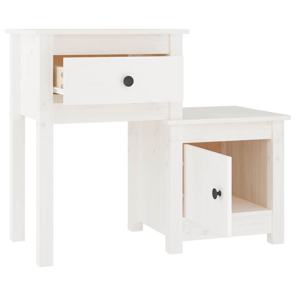 vidaXL Nachtkastje 79,5x38x65,5 cm massief grenenhout wit afbeelding