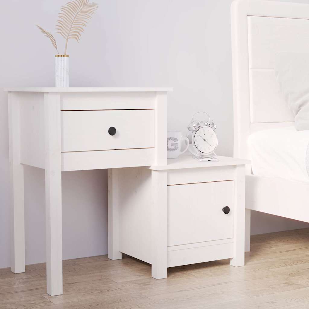 vidaXL Szafka nocna, bia�a, 79,5x38x65,5 cm, lite drewno sosnowe