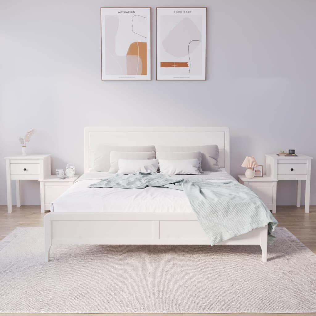 vidaXL Noptiere, 2 buc., alb, 79,5x38x65,5 cm, lemn masiv de pin