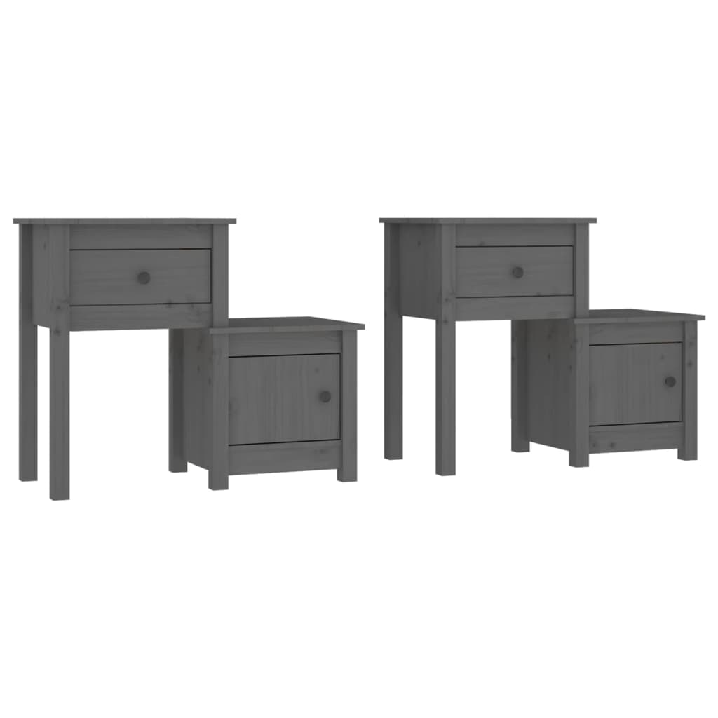 vidaXL Noční stolky 2 ks šedé 79,5 x 38 x 65,5 cm masivní borové dřevo