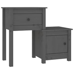 Noční stolky 2 ks šedé 79,5 x 38 x 65,5 cm masivní borové dřevo - obrázek 3