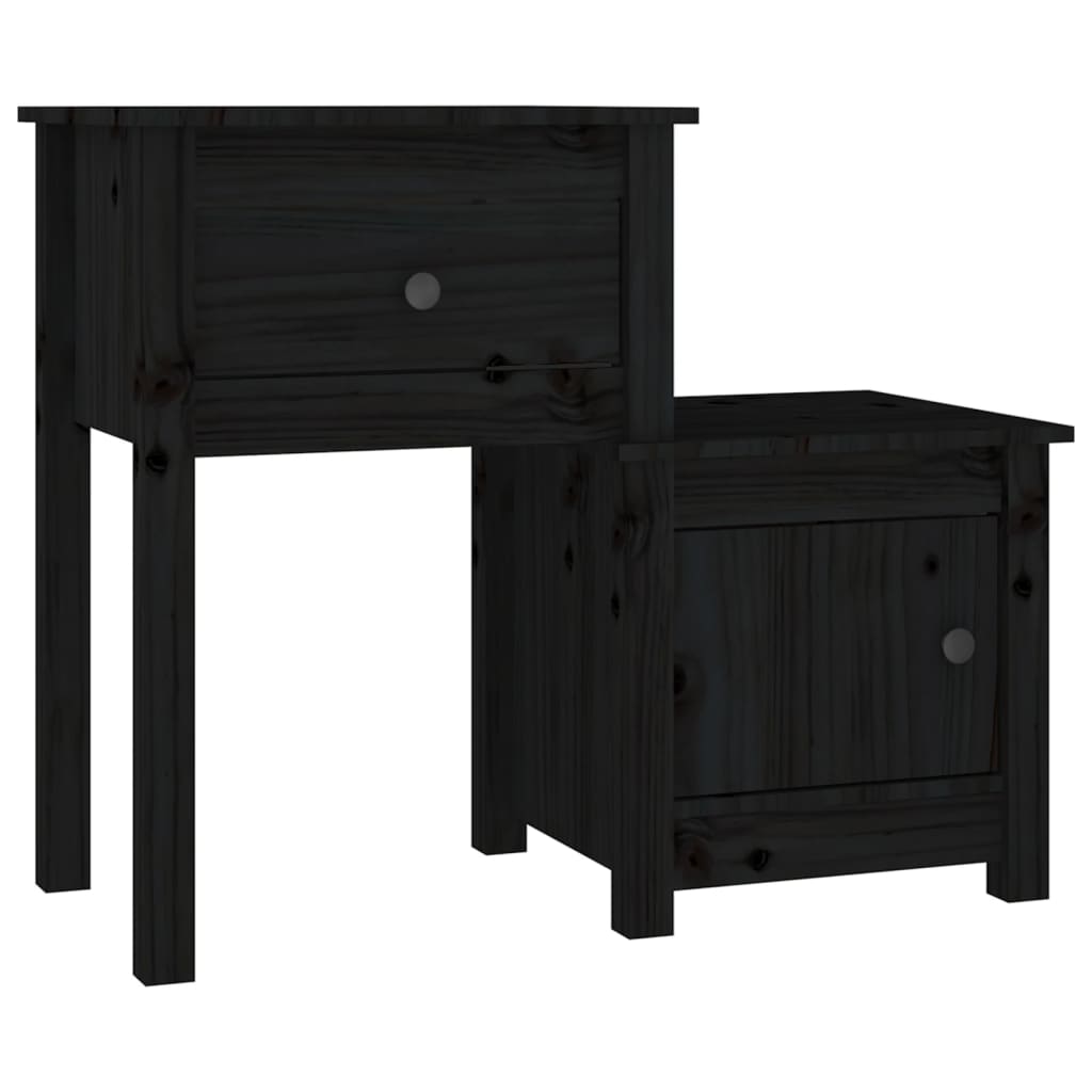vidaXL Noptiere, 2 buc., negru, 79,5x38x65,5 cm, lemn masiv de pin