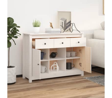 vidaXL Aparador 100x35x74,5 cm madeira de pinho maci&ccedil;a branco
