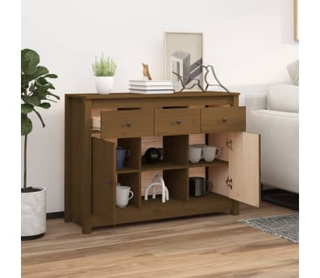 vidaXL Sideboard Honey Brown 100x35x74,5 cm Solid Wood Pine