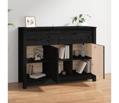 vidaXL Servantă, negru, 100x35x74 cm, lemn masiv de pin