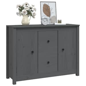 Příborník šedý 100 x 35 x 74 cm masivní borové dřevo - obrázek 7