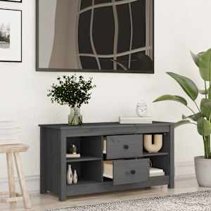 TV skříňka šedá 103 x 36,5 x 52 cm masivní borové dřevo - obrázek 6