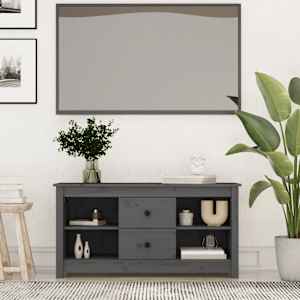 TV skříňka šedá 103 x 36,5 x 52 cm masivní borové dřevo - obrázek 1