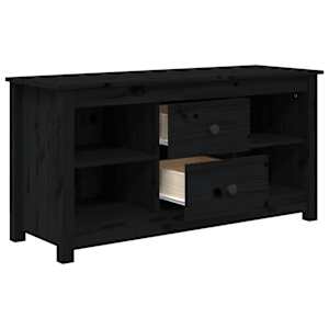 TV skříňka černá 103 x 36,5 x 52 cm masivní borové dřevo - obrázek 4