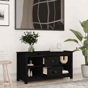 TV skříňka černá 103 x 36,5 x 52 cm masivní borové dřevo - obrázek 6