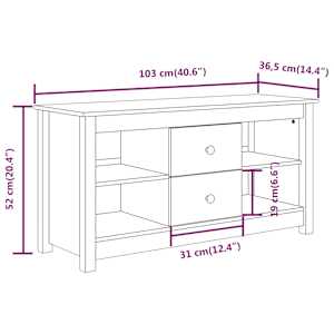 TV skříňka černá 103 x 36,5 x 52 cm masivní borové dřevo - obrázek 10