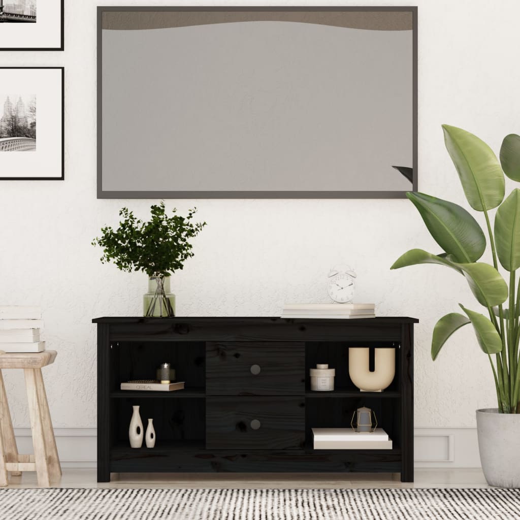 Televizoriaus spintelė, juoda, 103x36,5x52cm, pušies masyvas | Stepinfit