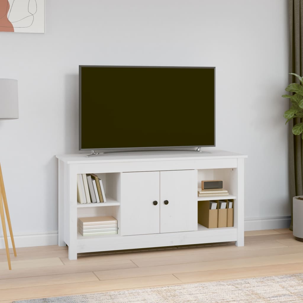 6: vidaXL tv-bord 103x36,5x52 cm massivt fyrretræ hvid