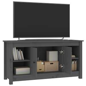 TV skříňka šedá 103 x 36,5 x 52 cm masivní borové dřevo - obrázek 7