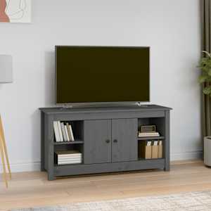 TV skříňka šedá 103 x 36,5 x 52 cm masivní borové dřevo - obrázek 1