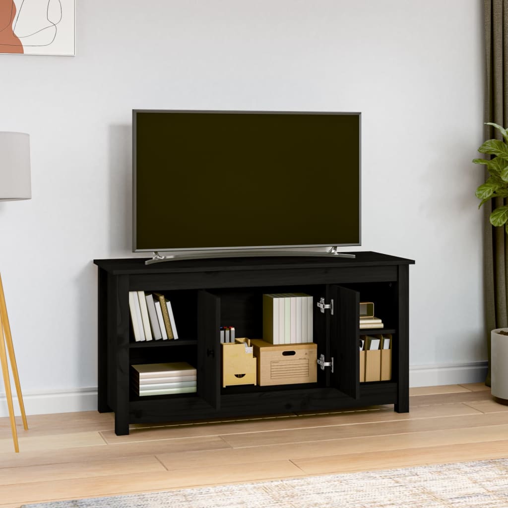Televizoriaus spintelė, juoda, 103x36,5x52cm, pušies masyvas | Stepinfit