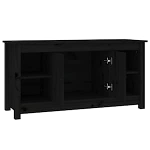 TV skříňka černá 103 x 36,5 x 52 cm masivní borové dřevo - obrázek 4