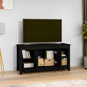 TV skříňka černá 103 x 36,5 x 52 cm masivní borové dřevo - obrázek 6
