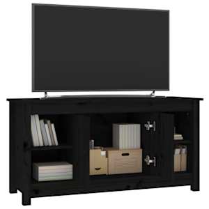 TV skříňka černá 103 x 36,5 x 52 cm masivní borové dřevo - obrázek 7