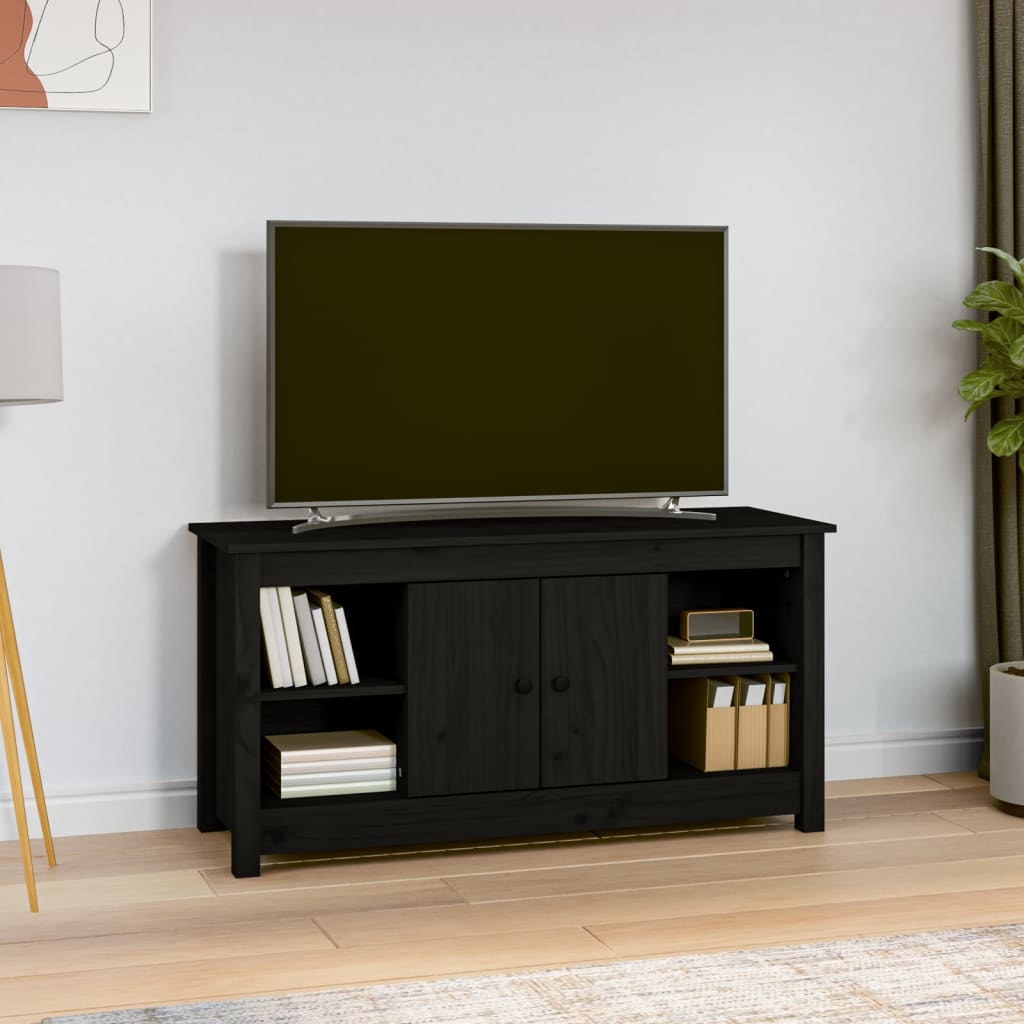 vidaXL Szafka pod telewizor, czarna, 103x36,5x52 cm, drewno sosnowe