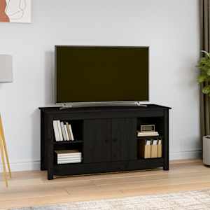 TV skříňka černá 103 x 36,5 x 52 cm masivní borové dřevo - obrázek 1