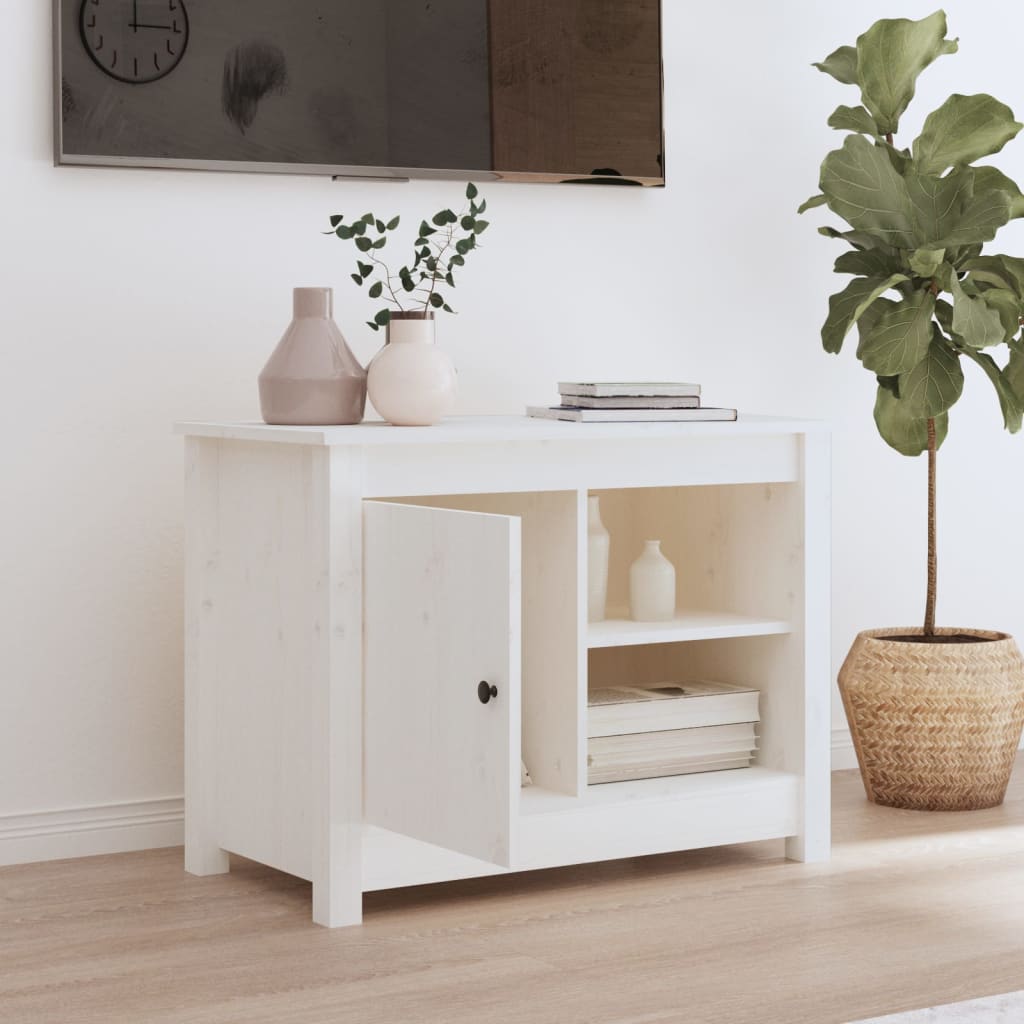vidaXL TV-kaappi valkoinen 70x36,5x52 cm täysi mänty