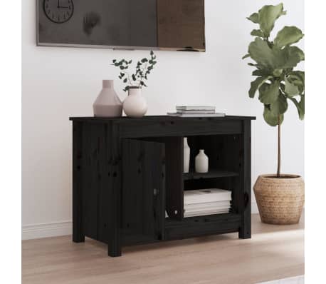 vidaXL Tv-meubel 70x36,5x52 cm massief grenenhout zwart