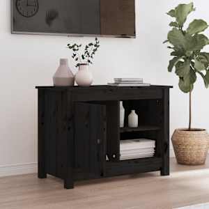 TV skříňka černá 70 x 36,5 x 52 cm masivní borové dřevo - obrázek 3
