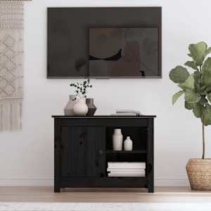 TV skříňka černá 70 x 36,5 x 52 cm masivní borové dřevo - obrázek 1
