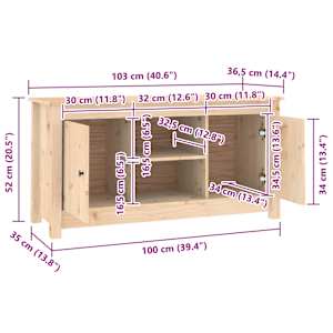 TV skříňka 103 x 36,5 x 52 cm masivní borové dřevo - obrázek 10